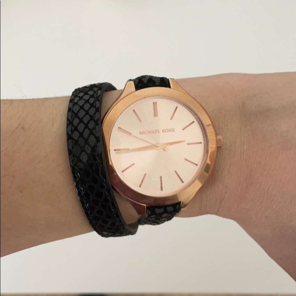 NWOT Michael Kors Slim Double Wrap leather watch
